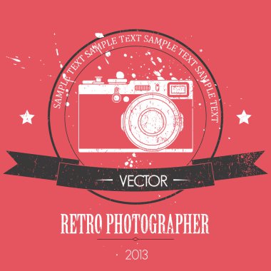 Retro camera with vintage background clipart