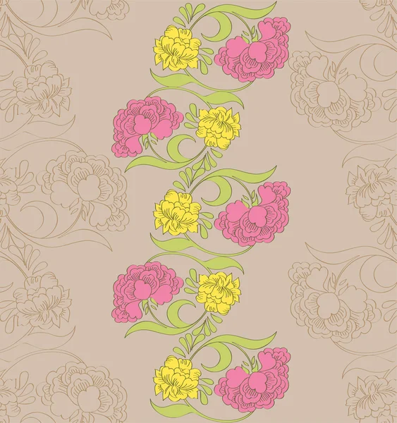 Patrón Sin Costura Floral Vectorial Con Flores Florecientes Fantasía — Archivo Imágenes Vectoriales