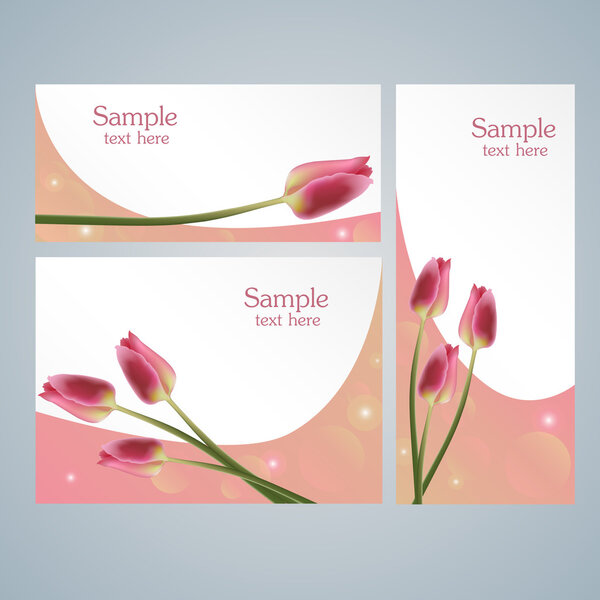 Brochure template cards with red tulips