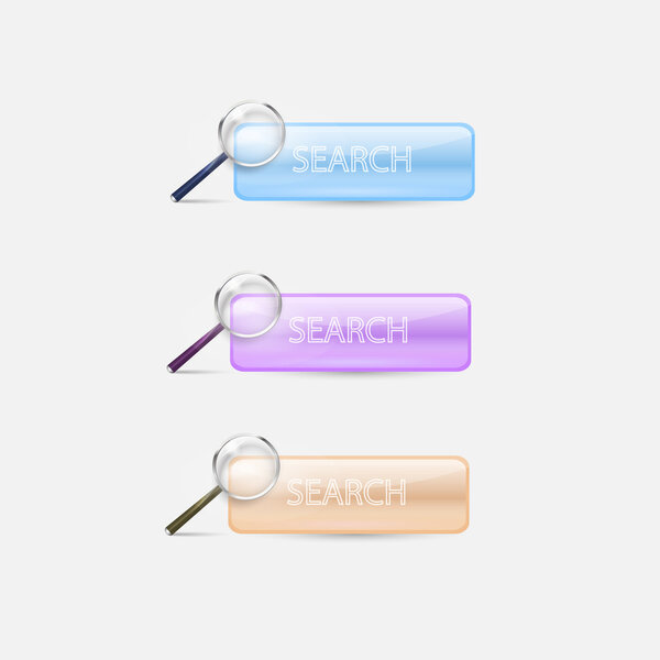 Set of glossy search buttons