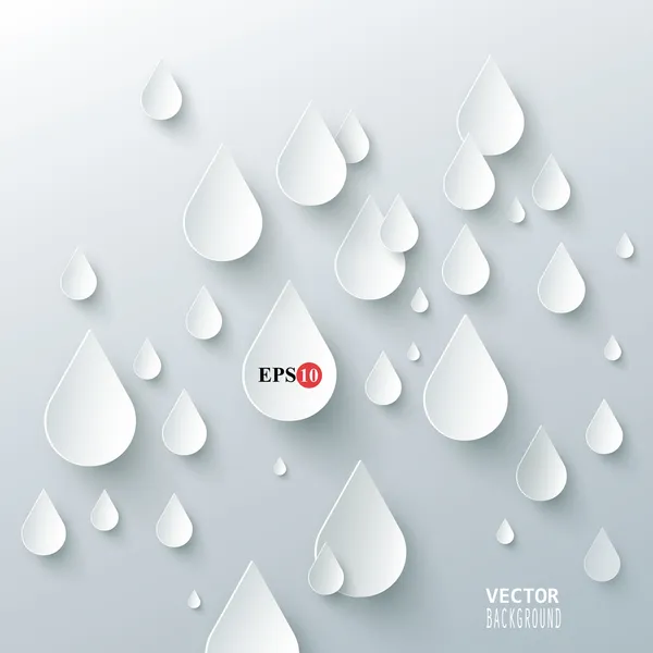 Gotas Chuva Fundo Branco — Vetor de Stock