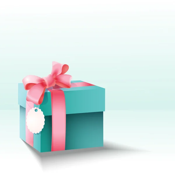 Vector Gift Box Silk Pink Bow — Stock Vector