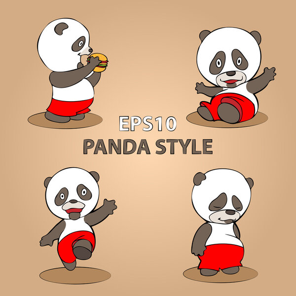 Panda Gray Background Concept Royalty Free Stock Illustrations