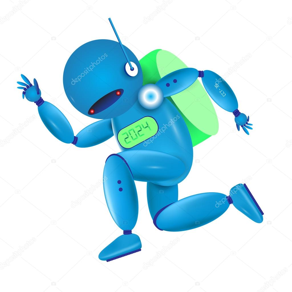 blue robot. Vector illustration. 