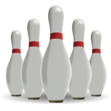 Sports game. Bowling. Skittles on a white background clipart