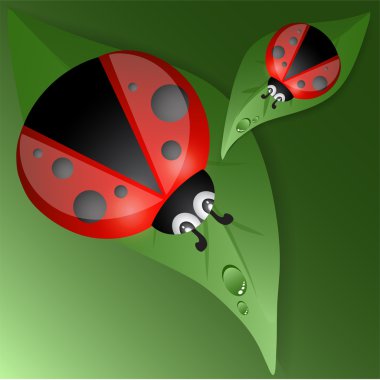 Green leaves design with ladybug clipart