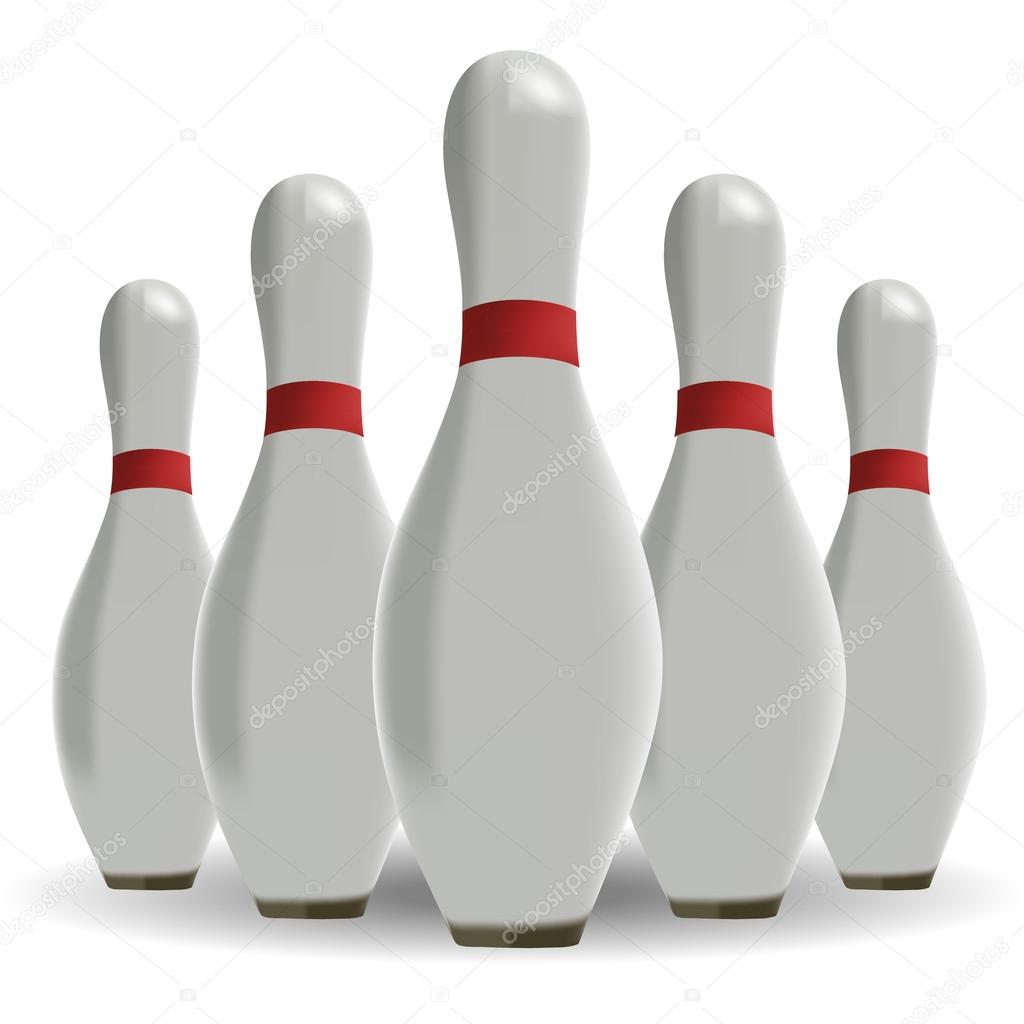 Sports game. Bowling. Skittles on a white background