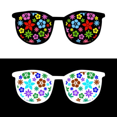 Fashion sunglasses with flowers clipart