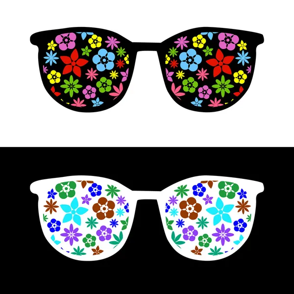 Módní Sluneční Brýle Květinami — Stockový vektor