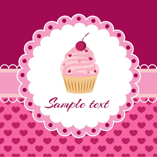 Tarjeta Vectorial Con Cupcake Lugar Para Texto — Vector de stock