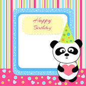 Vector cute panda with birthday card