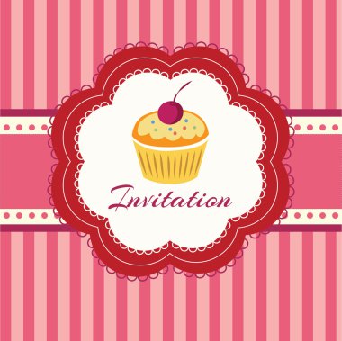 Cupcake arka plan. Davet. Vektör çizim. 