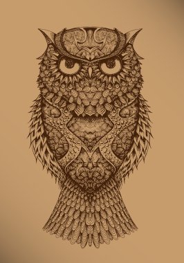owl on a brown background clipart