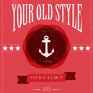 Card with Vintage anchor clipart
