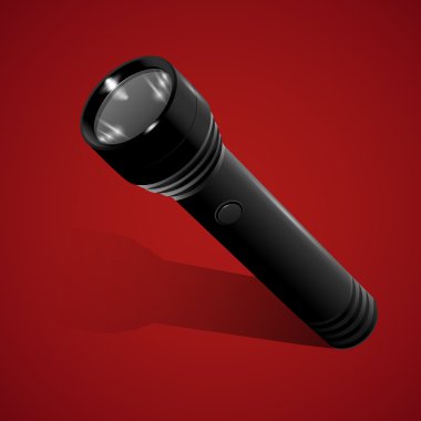 flashlight vector on red background clipart