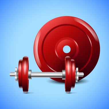 red dumbells on blue background. eps10 vector composition clipart