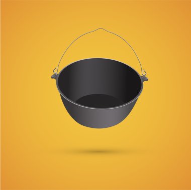 black kettle for campfire.vector illustration clipart