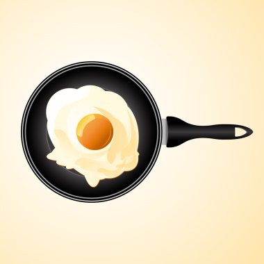 Frying pan with egg. Vector illustration clipart