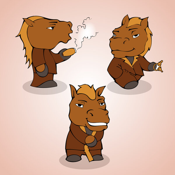 иллюстрация трех лошадей
