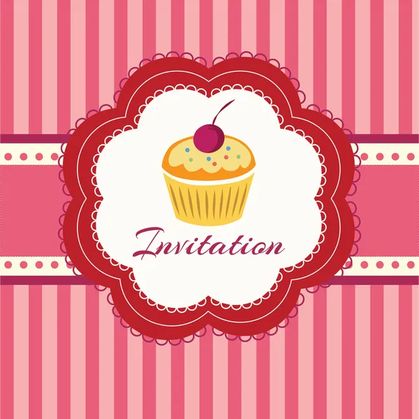 Cupcake Achtergrond Uitnodiging Vectorillustratie — Stockvector