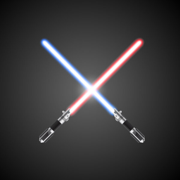 Crossed lightsabers. Vector illustration.