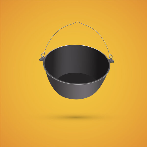black kettle for campfire.vector illustration