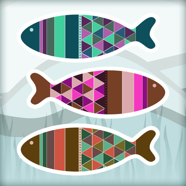 Ornamental aquarium fishes, vector design