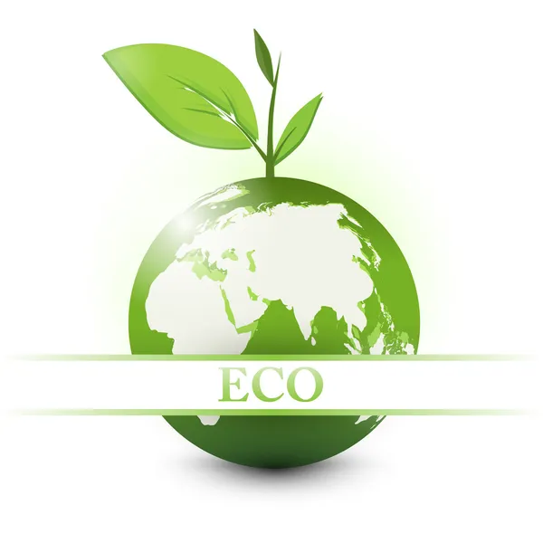 Manzana Tierra Con Eco Signo — Vector de stock