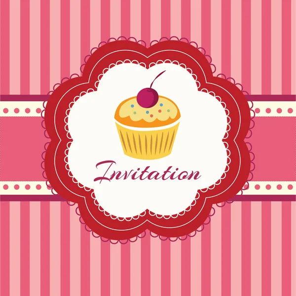 Cupcake Background Invitation Vector Illustration — Stock Vector