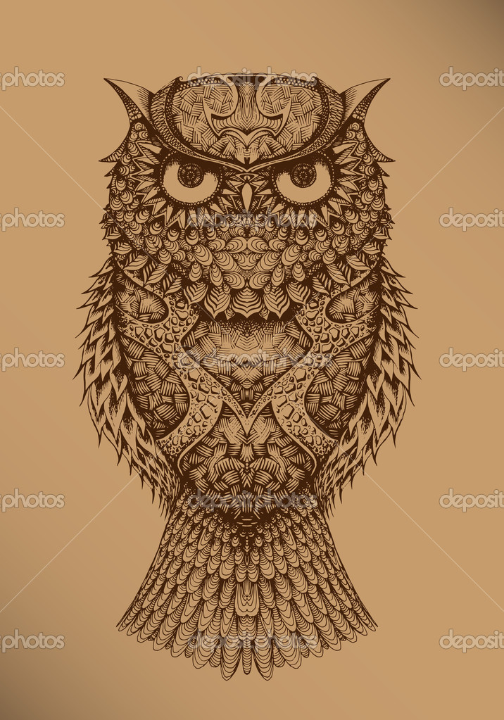 Owl on a brown background