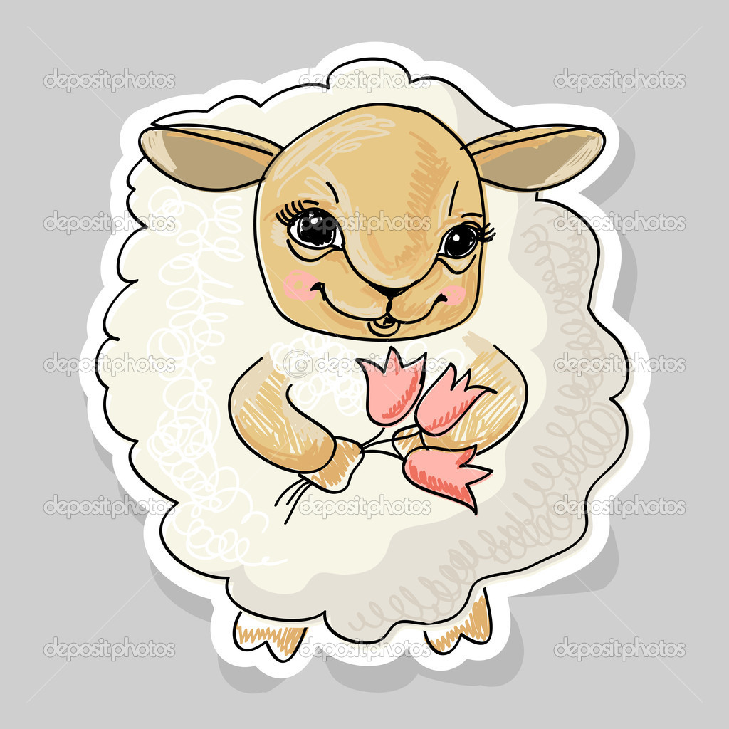 Sheep and a flower