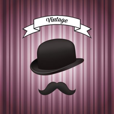 Hat and mustache, vector design clipart