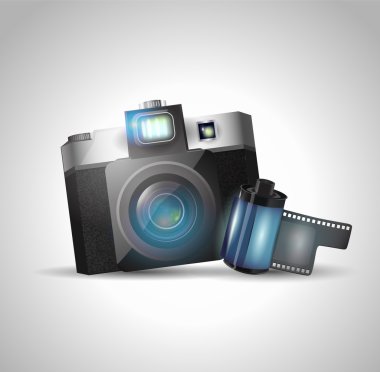 camera and film, vector illustration clipart