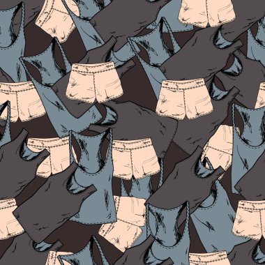 Vector background with shorts and t-shirts. clipart