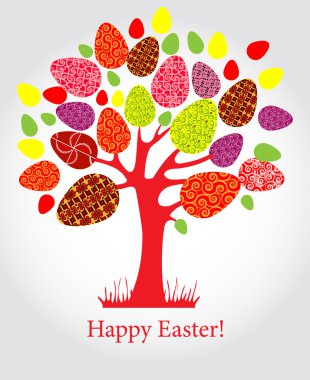 vector easter tree with eggs clipart