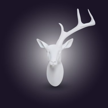 Vector white head of deer with one horn clipart