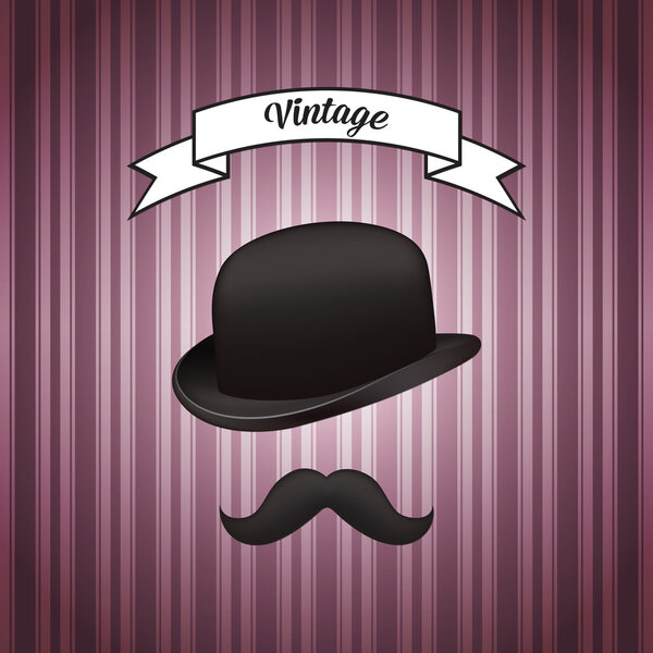 Hat and mustache, vector design