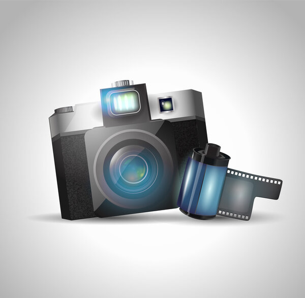 camera and film, vector illustration