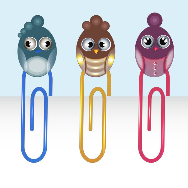 Vector paper clip with birds