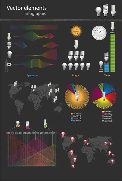 Infografías Vectoriales Sobre Fondo Negro — Archivo Imágenes Vectoriales