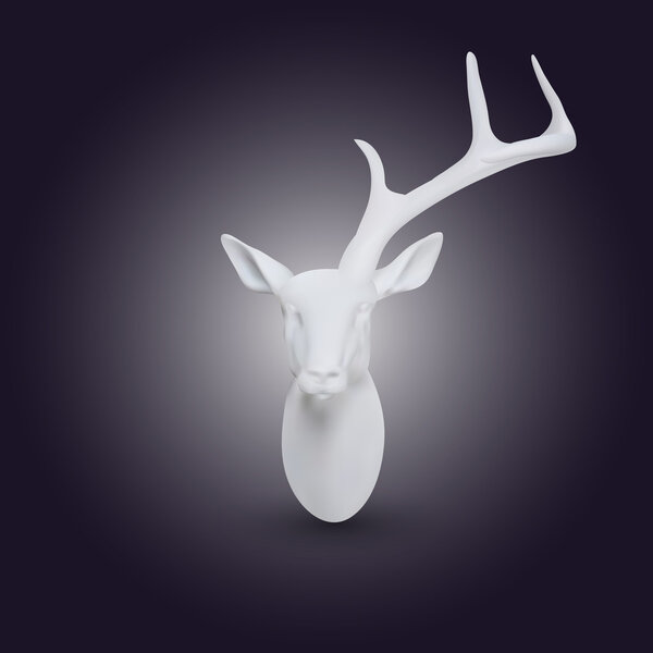 Vector white head of deer with one horn