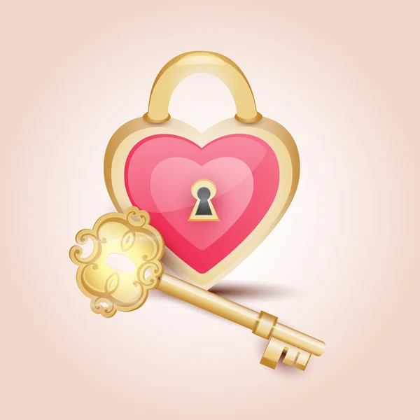 Gold Key Heart Stock Illustration