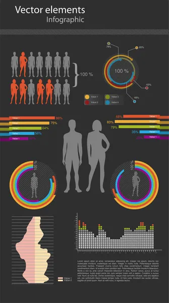 Vektorové Infografika Černém Pozadí Stock Vektory