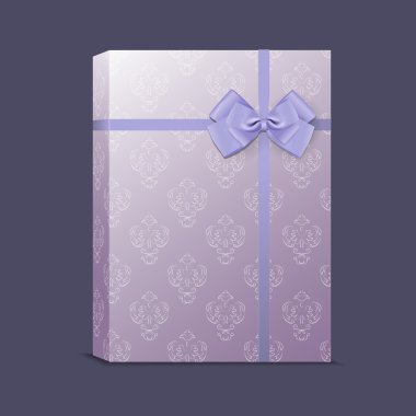 Vector gift box with ribbon and bow clipart