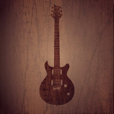 vecto elektro gitar ile ahşap arka plan.