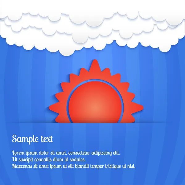 Cartão Vetorial Com Sol Céu Com Nuvens —  Vetores de Stock