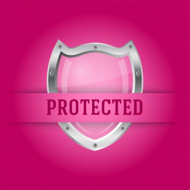 Protect silver shield on the pink background clipart
