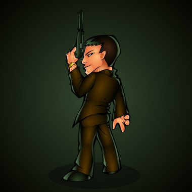 Killer with pistol. Vector illustration. clipart