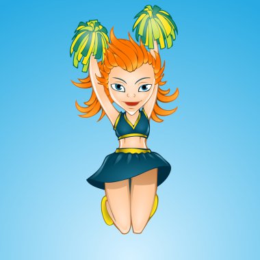 heerleader girl jumping. vector design clipart