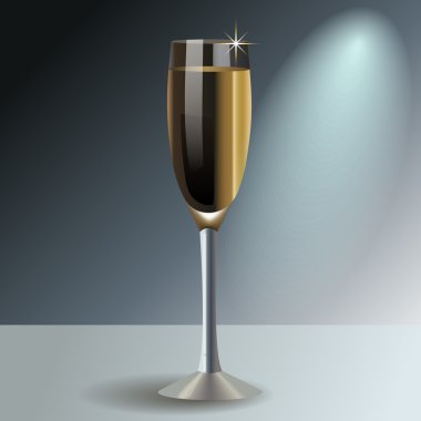 Glass of champagne, vector illustrated clipart